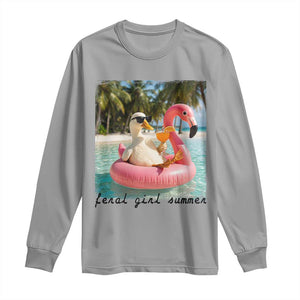 Feral Girl Summer Long Sleeve Shirt Silly Goose Summer Beach Meme TS14 Sport Gray Print Your Wear
