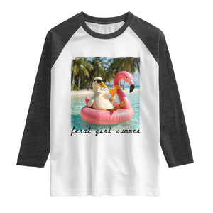 Feral Girl Summer Raglan Shirt Silly Goose Summer Beach Meme TS14 White Heather Charcoal Print Your Wear