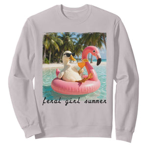 Feral Girl Summer Sweatshirt Silly Goose Summer Beach Meme TS14 Ice Gray Print Your Wear