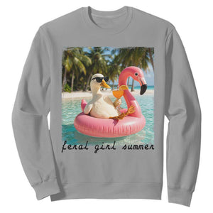 Feral Girl Summer Sweatshirt Silly Goose Summer Beach Meme TS14 Sport Gray Print Your Wear