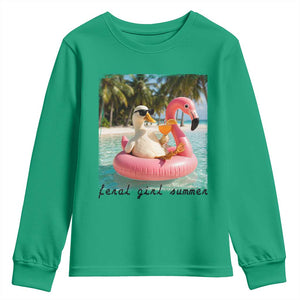 Feral Girl Summer Youth Sweatshirt Silly Goose Summer Beach Meme TS14 Irish Green Print Your Wear