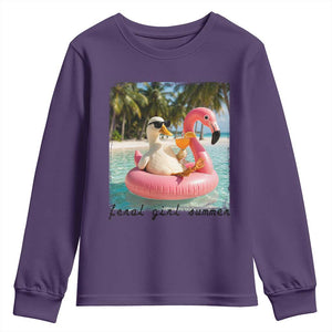 Feral Girl Summer Youth Sweatshirt Silly Goose Summer Beach Meme TS14 Purple Print Your Wear