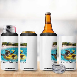 I Live Here Now Raccoon 4 in 1 Can Cooler Tumbler Funny Summer Vacation Meme TS14 Print Your Wear