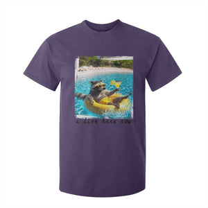 I Live Here Now Raccoon T Shirt For Kid Funny Summer Vacation Meme TS14 Purple Print Your Wear