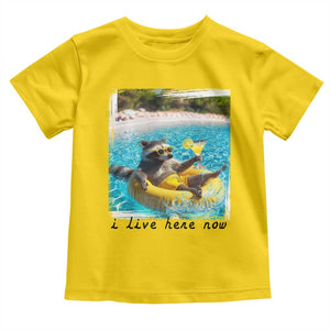 I Live Here Now Raccoon Toddler T Shirt Funny Summer Vacation Meme TS14 Daisy Print Your Wear