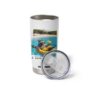 I Live Here Now Raccoon Tumbler Cup Funny Summer Vacation Meme TS14 Print Your Wear