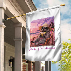 Feral Girl Summer Garden Flag Funny Raccoon Summer Beach Meme TS14 Print Your Wear
