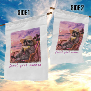 Feral Girl Summer Garden Flag Funny Raccoon Summer Beach Meme TS14 Print Your Wear