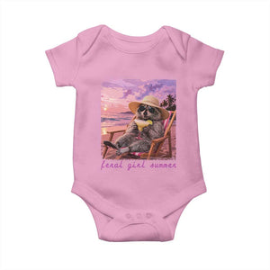Feral Girl Summer Baby Onesie Funny Raccoon Summer Beach Meme TS14 Light Pink Print Your Wear