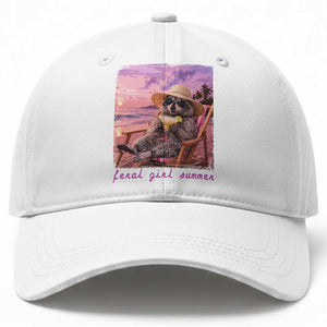 Feral Girl Summer Baseball Cap Funny Raccoon Summer Beach Meme TS14 Print Your Wear