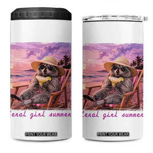 Feral Girl Summer 4 in 1 Can Cooler Tumbler Funny Raccoon Summer Beach Meme TS14 One Size: 16 oz White Print Your Wear