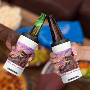 Feral Girl Summer 4 in 1 Can Cooler Tumbler Funny Raccoon Summer Beach Meme TS14 Print Your Wear