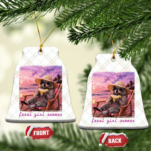 Feral Girl Summer Ceramic Ornament Funny Raccoon Summer Beach Meme TS14 Print Your Wear