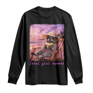 Feral Girl Summer Long Sleeve Shirt Funny Raccoon Summer Beach Meme TS14 Black Print Your Wear