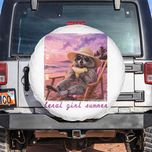 Feral Girl Summer Spare Tire Cover Funny Raccoon Summer Beach Meme TS14 No hole White Print Your Wear
