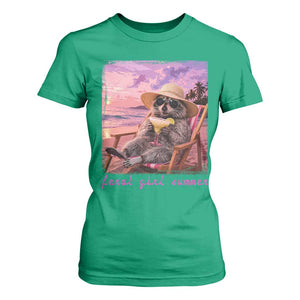 Feral Girl Summer T Shirt For Women Funny Raccoon Summer Beach Meme TS14 Irish Green Print Your Wear