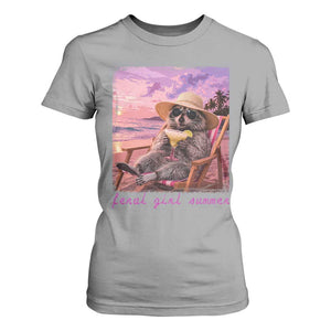 Feral Girl Summer T Shirt For Women Funny Raccoon Summer Beach Meme TS14 Sport Gray Print Your Wear
