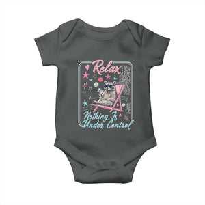 Relax Nothing Is Under Control Baby Onesie Chill Raccoon Beach Vacation Gift TS14 Dark Heather Print Your Wear