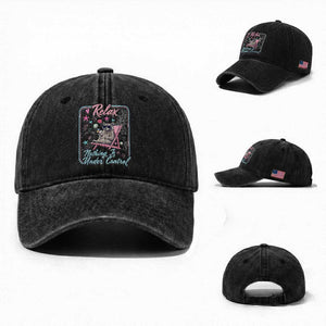 Relax Nothing Is Under Control Washed Cotton Baseball Cap Chill Raccoon Beach Vacation Gift TS14 Washed Cap Universal Fit Black Print Your Wear