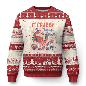 If Crabby Please Return To The Beach Ugly Christmas Sweater Funny Crab Summer Vibes TS14 Beige Red Print Your Wear