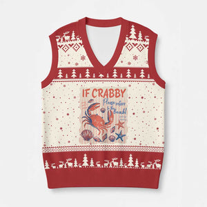 If Crabby Please Return To The Beach V-Neck Knit Sweater Vest Funny Crab Summer Vibes TS14 Beige Red Print Your Wear