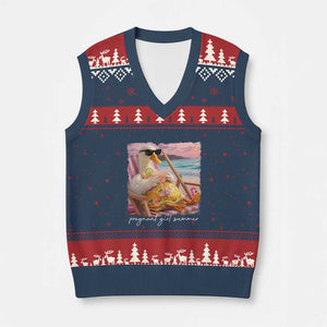 Pregnant Girl Summer V-Neck Knit Sweater Vest Silly Goose Mom Baby Announcement TS14 Navy Red Print Your Wear