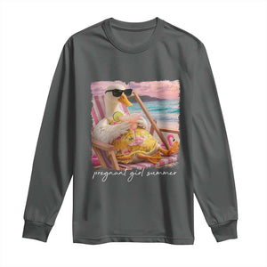 Pregnant Girl Summer Long Sleeve Shirt Silly Goose Mom Baby Announcement TS14 Dark Heather Print Your Wear