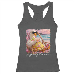 Pregnant Girl Summer Racerback Tank Top Silly Goose Mom Baby Announcement TS14 Dark Heather Print Your Wear
