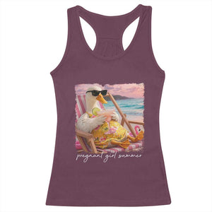 Pregnant Girl Summer Racerback Tank Top Silly Goose Mom Baby Announcement TS14 Maroon Print Your Wear