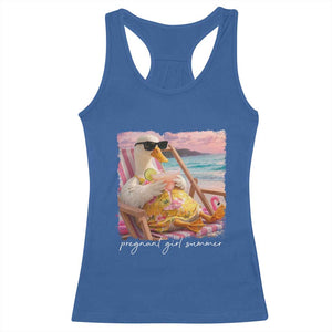 Pregnant Girl Summer Racerback Tank Top Silly Goose Mom Baby Announcement TS14 Royal Blue Print Your Wear