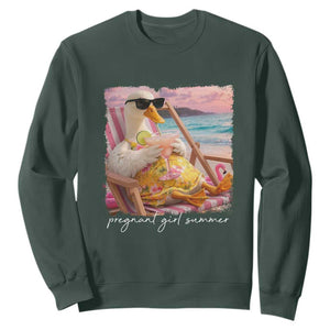 Pregnant Girl Summer Sweatshirt Silly Goose Mom Baby Announcement TS14 Dark Forest Green Print Your Wear