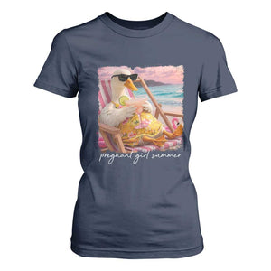 Pregnant Girl Summer T Shirt For Women Silly Goose Mom Baby Announcement TS14 Navy Print Your Wear