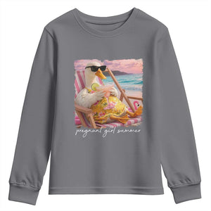 Pregnant Girl Summer Youth Sweatshirt Silly Goose Mom Baby Announcement TS14 Charcoal Print Your Wear