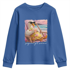 Pregnant Girl Summer Youth Sweatshirt Silly Goose Mom Baby Announcement TS14 Royal Blue Print Your Wear