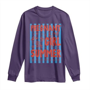 Pregnant Girl Summer Long Sleeve Shirt Funny Beach Pregnancy Announcement TS14 Purple Print Your Wear