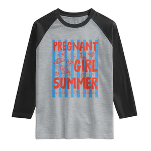Pregnant Girl Summer Raglan Shirt Funny Beach Pregnancy Announcement TS14 Heather Gray Black Print Your Wear