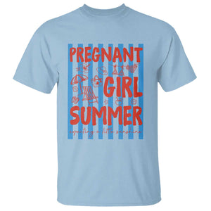 Pregnant Girl Summer T Shirt Funny Beach Pregnancy Announcement TS14 Light Blue Print Your Wear