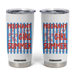 Pregnant Girl Summer Tumbler Cup Funny Beach Pregnancy Announcement TS14 White Print Your Wear