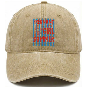 Pregnant Girl Summer Washed Cotton Baseball Cap Funny Beach Pregnancy Announcement TS14 Print Your Wear
