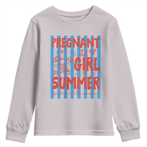 Pregnant Girl Summer Youth Sweatshirt Funny Beach Pregnancy Announcement TS14 Ice Gray Print Your Wear