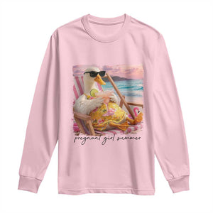 Pregnant Girl Summer Goose Mom Long Sleeve Shirt Funny Pregnancy Announcement TS14 Light Pink Print Your Wear