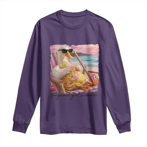 Pregnant Girl Summer Goose Mom Long Sleeve Shirt Funny Pregnancy Announcement TS14 Purple Print Your Wear
