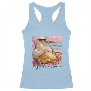 Pregnant Girl Summer Goose Mom Racerback Tank Top Funny Pregnancy Announcement TS14 Light Blue Print Your Wear