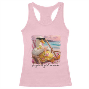 Pregnant Girl Summer Goose Mom Racerback Tank Top Funny Pregnancy Announcement TS14 Light Pink Print Your Wear