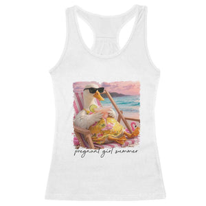 Pregnant Girl Summer Goose Mom Racerback Tank Top Funny Pregnancy Announcement TS14 White Print Your Wear