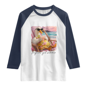 Pregnant Girl Summer Goose Mom Raglan Shirt Funny Pregnancy Announcement TS14 White Navy Print Your Wear