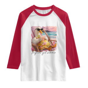 Pregnant Girl Summer Goose Mom Raglan Shirt Funny Pregnancy Announcement TS14 White Red Print Your Wear
