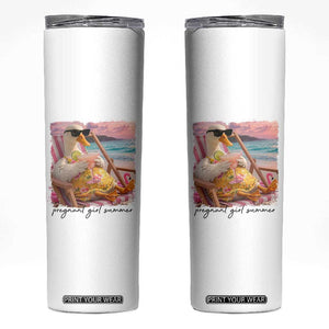 Pregnant Girl Summer Goose Mom Skinny Tumbler Funny Pregnancy Announcement TS14 White Print Your Wear