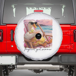 Pregnant Girl Summer Goose Mom Spare Tire Cover Funny Pregnancy Announcement TS14 White Print Your Wear