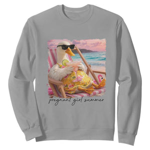 Pregnant Girl Summer Goose Mom Sweatshirt Funny Pregnancy Announcement TS14 Sport Gray Print Your Wear